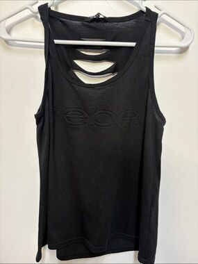 Black Sleeveless Cutout Tank Top